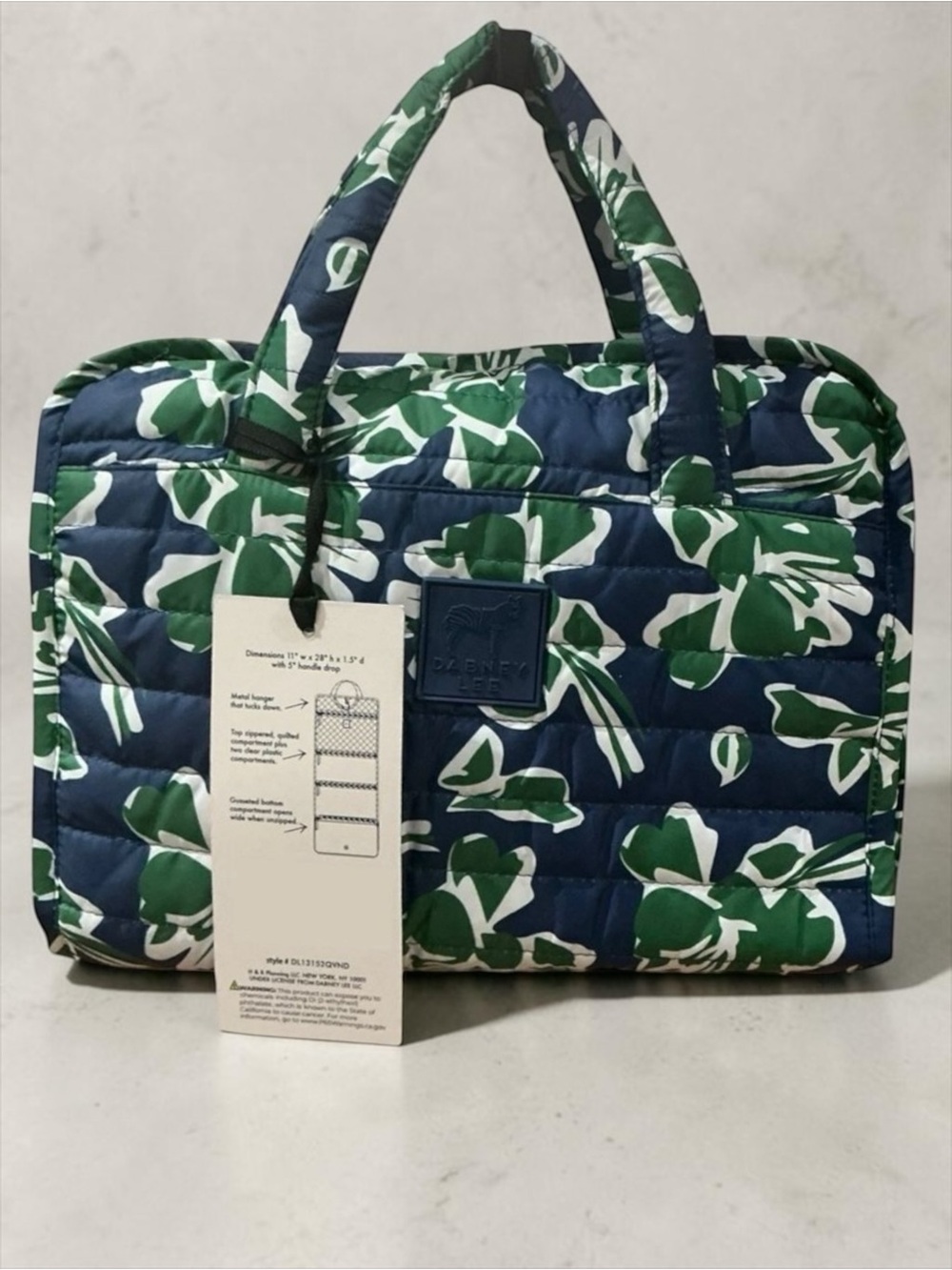 Dabney Lee Hanging Travel Organizer Makeup Toiletry Bag Blue Floral NWT